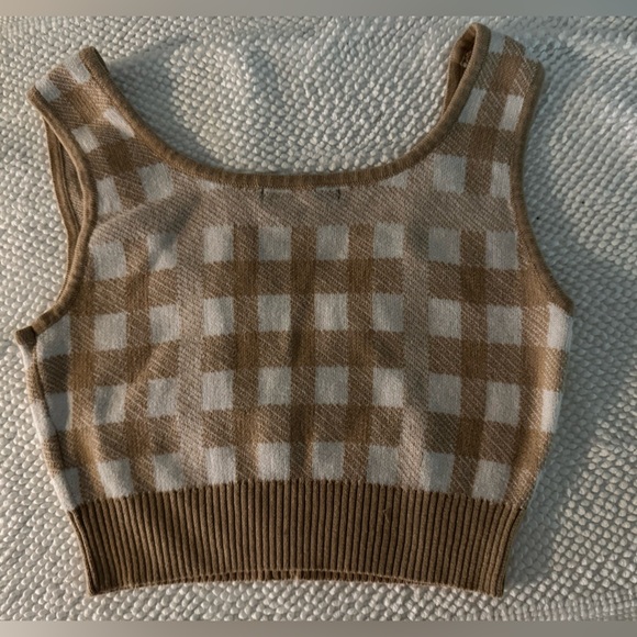 Nikkak Crop Women’s Sweater Tank Plaid M - Picture 4 of 4